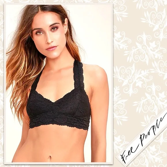 Free People Galloon Lace Raceback Bralette in Black - Picture 6 of 13